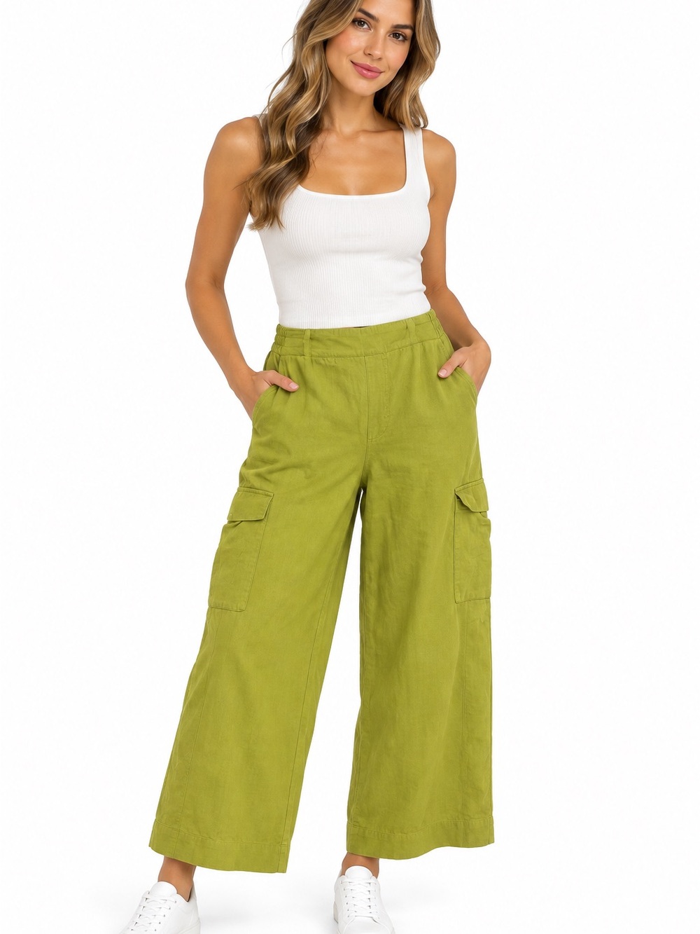 Jessica Simpson Lime Green Wide Leg Cargo Pants Size L